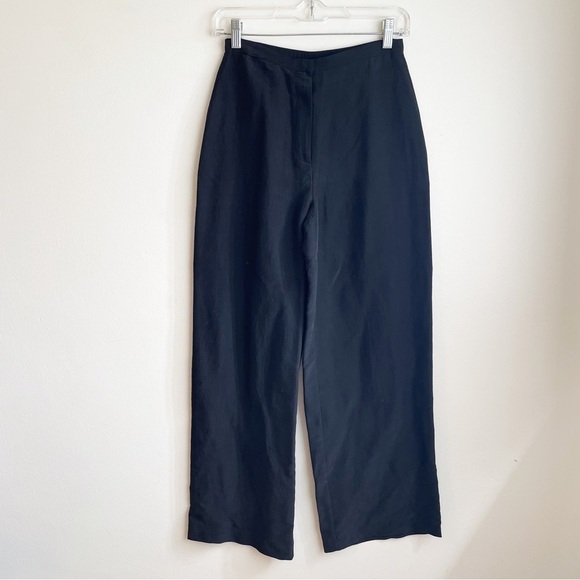 Eileen Fisher system Black Silk Crepe pants solid size PP flowy slacks trousers - Picture 1 of 11